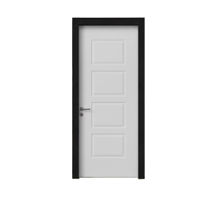 Wooden door with four square frames