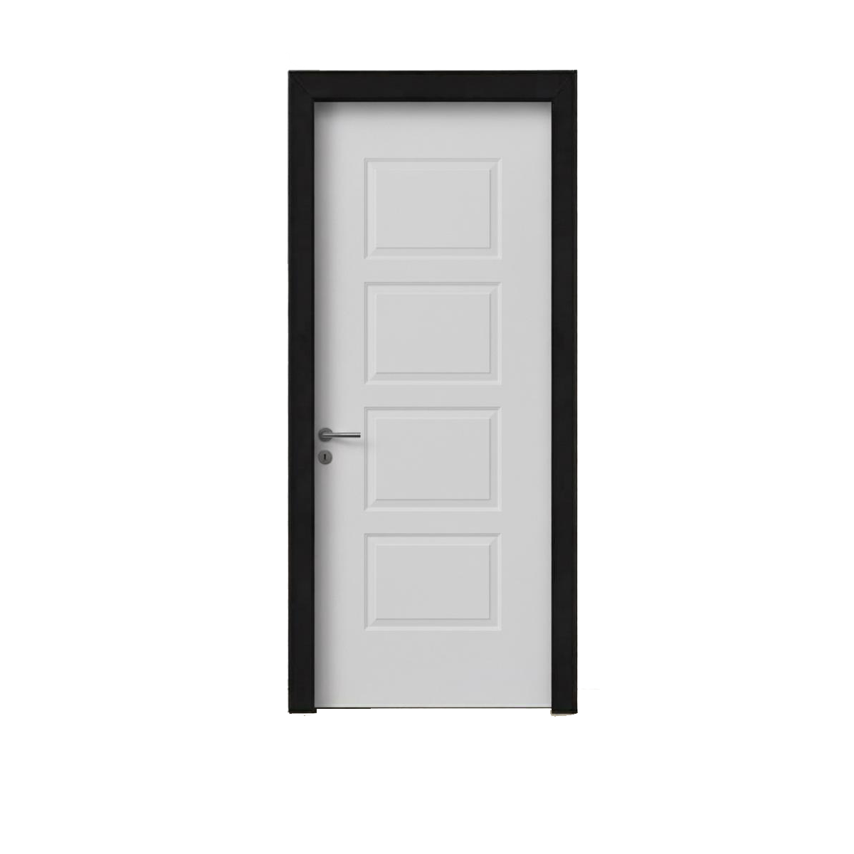 Wooden door with four square frames