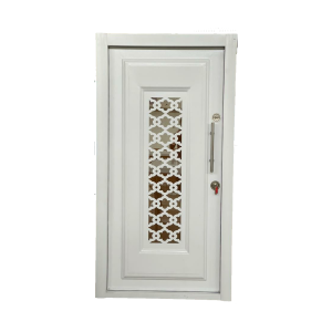 Anti-theft door with metal top and glass insert